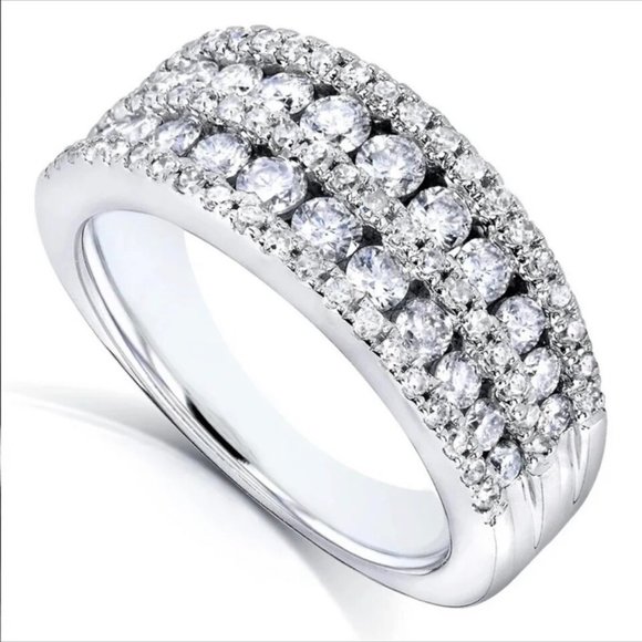 NEW MULTI LAYER S925 STERLING SILVER DIAMOND RING - Picture 3 of 7